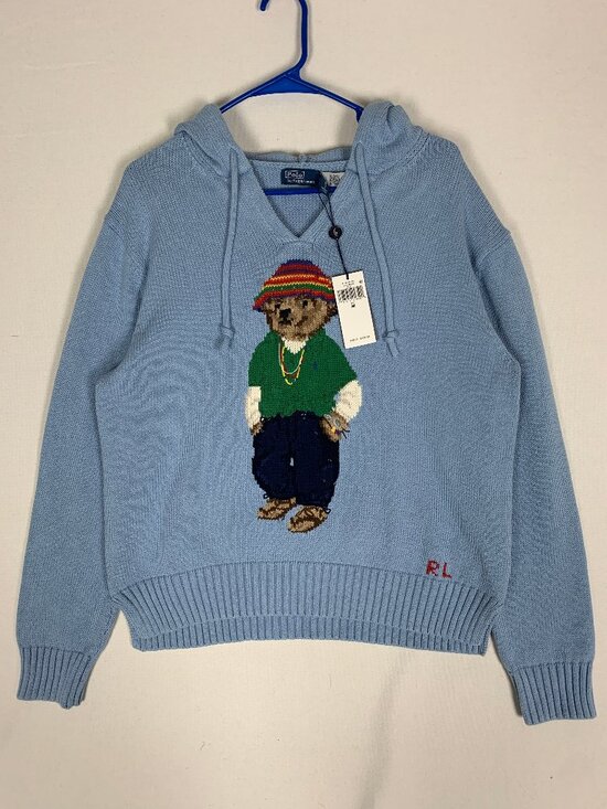 Polo Ralph Lauren Sweaters - Polo Ralph Lauren Bermuda Polo Bear Blue Hoodie Women's M